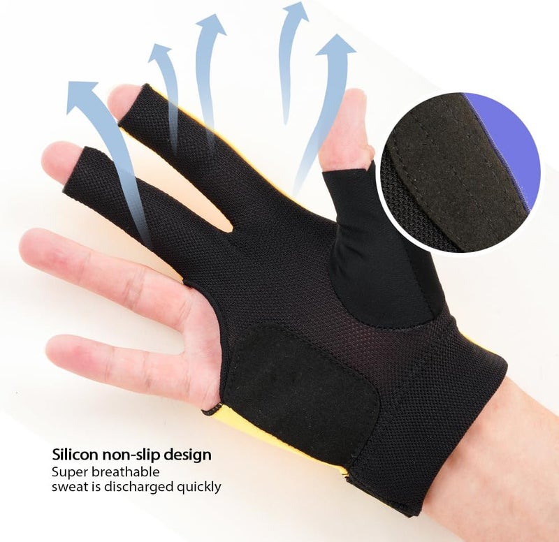 CRICAL Professional Billiard Glove for Pool, 3-Finger Design with Thick Lycra & Non-Slip Grip for Men and Women, Billiard Cue Accessories for Improved Control and Practice - Image 4
